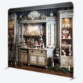 Aperturee - Aperturee Indoor Christmas Kitchen Fabric Photo Booth Backdrop